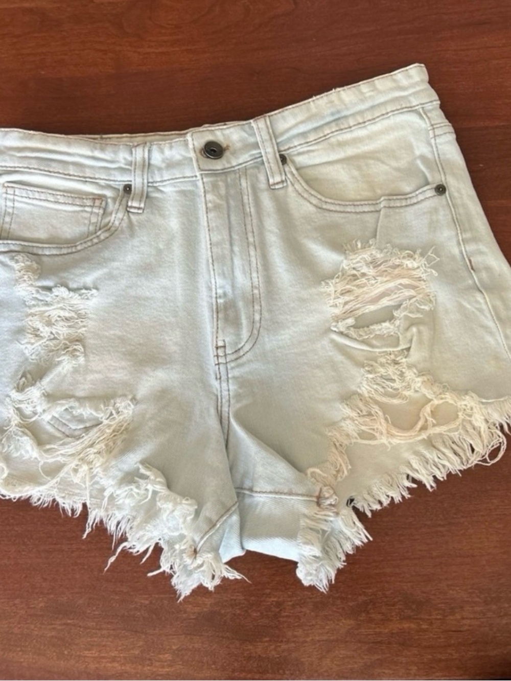 Kendall & Kylie Light Wash Distressed Denim Shorts